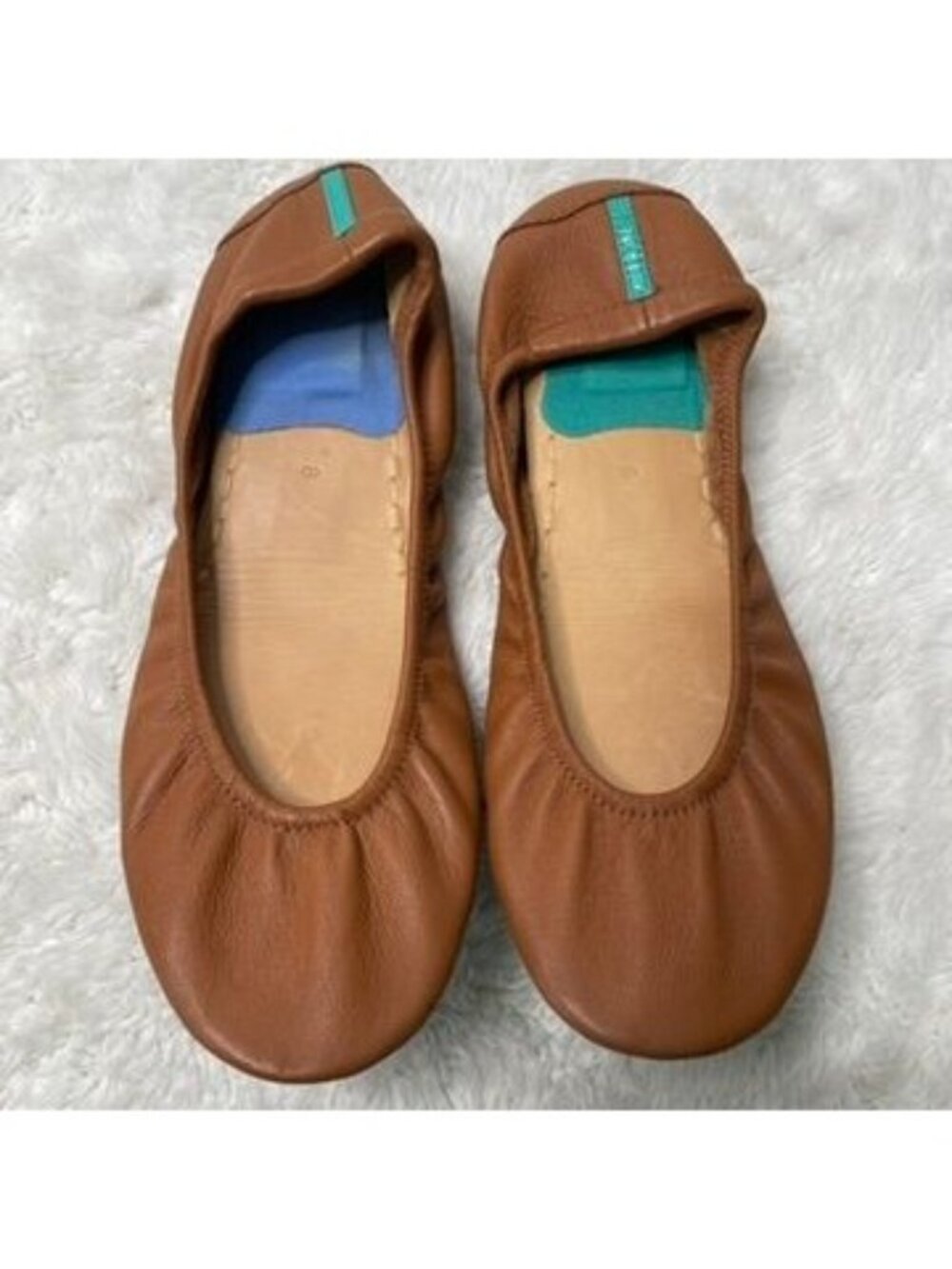 Tieks Chestnut Brown Leather Ballet Flats Women Size 8 Foldable Shoes With Cushi